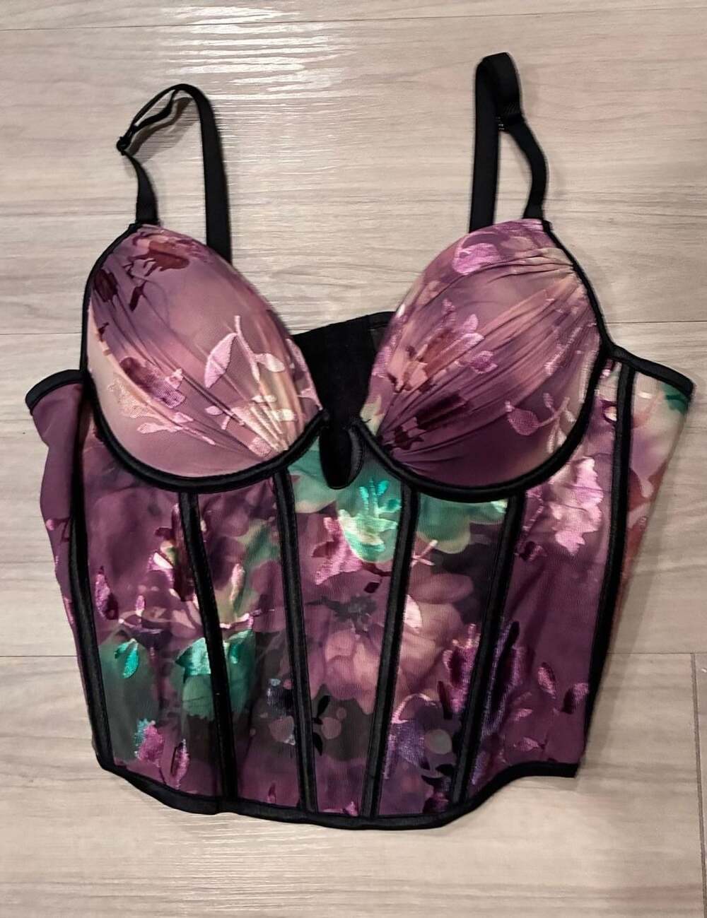AKIRA Floral Print Corset Top NWT L